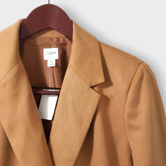NWT J. Crew Factory Drapey Twill Double-Breasted Blazer Warm Brandy Sz 6 Preppy - Picture 2 of 16